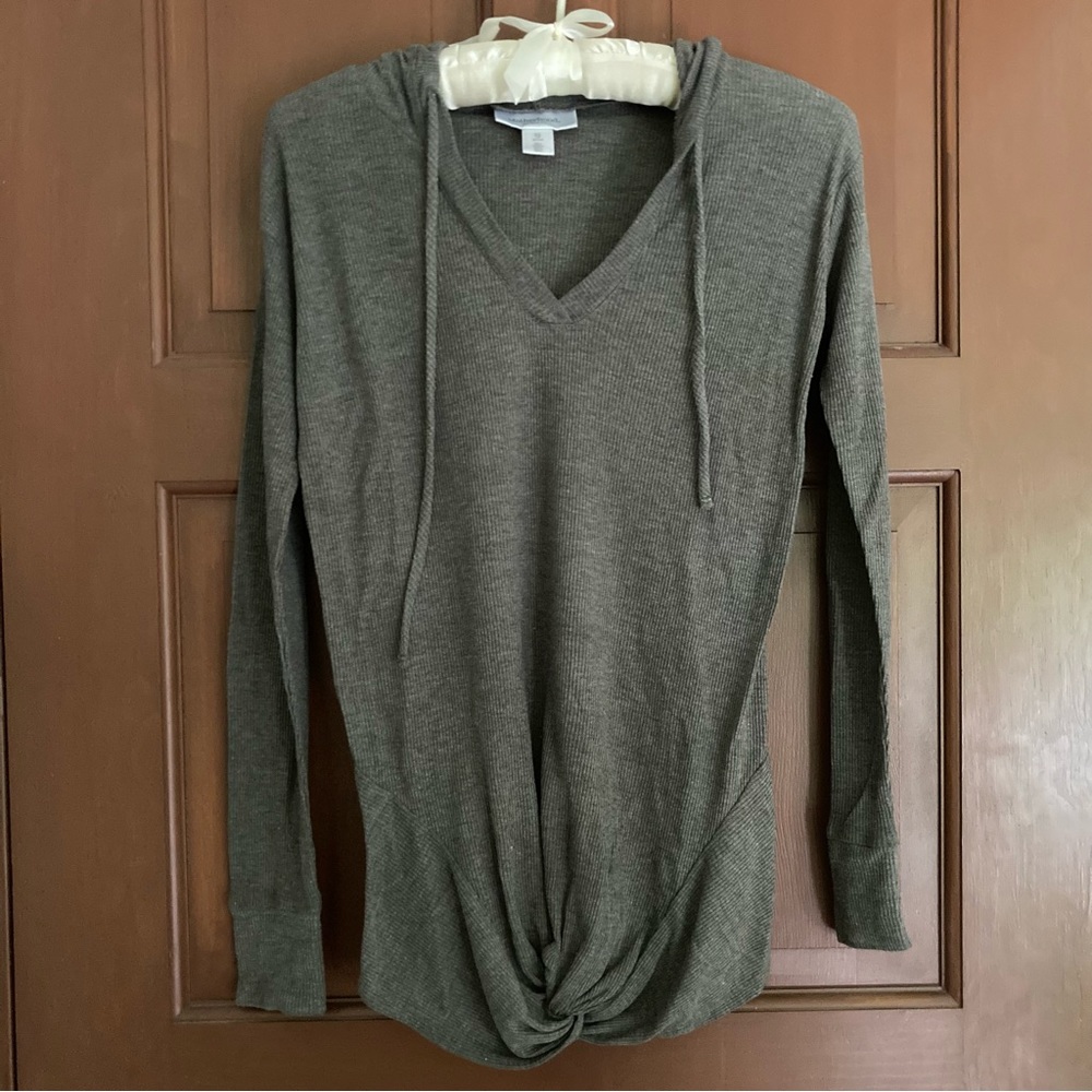 Knot Front Hooded Maternity Top